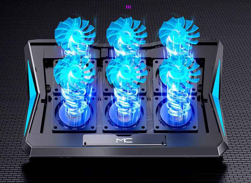 6-Fan Laptop Cooling Pad | Metal Mesh | Adjustable Angle | Dual USB Ports | USB Powered | Black