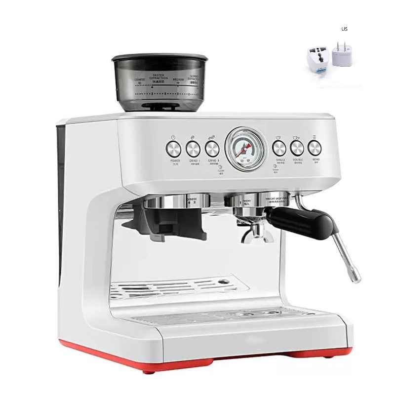 20 BAR Semi-Automatic Espresso Machine with Built-In Grinder & Steam Frother | White