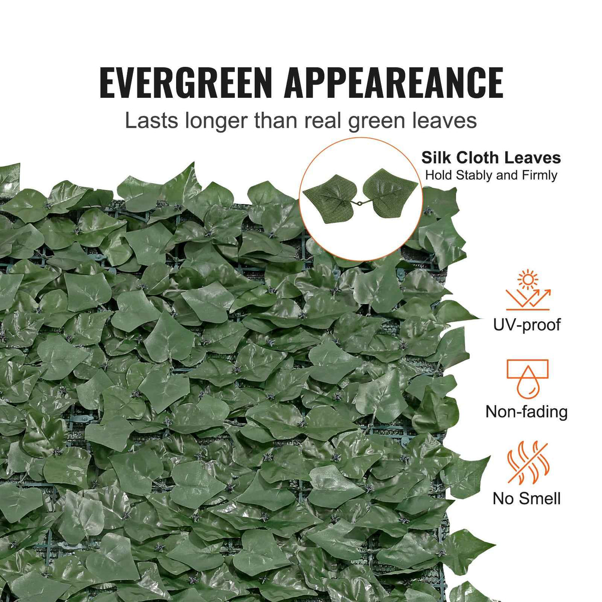 VEVOR 96×72" Artificial Ivy Privacy Fence Screen | Faux Hedge Green Wall, Mesh Backing, Garden & Balcony