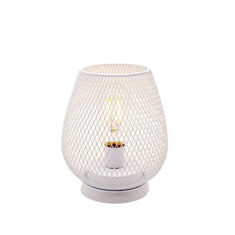 Retro Iron Art Birdcage Table Lamp | E27 | 1W 2700K 150lm | 3×AA Battery | Iron & Glass | Nordic Minimalist | Hollowed Design | Bedside, Bedroom & Home Decor | Black & White