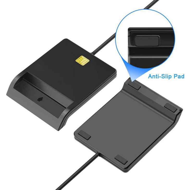 DM-HC65 USB 2.0 Smart Card Reader | ISO 7816 | ID, CAC, SIM, ATM, Bank & Tax Cards | 5V/3V/1.8V | Windows & Mac | Black