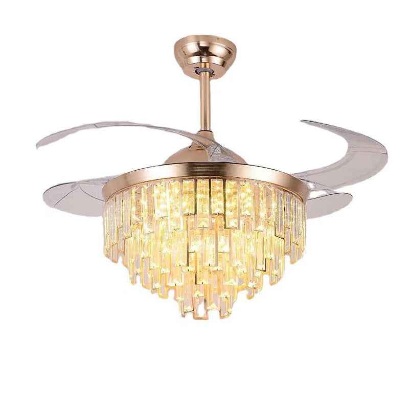 European Postmodern Crystal ABS Invisible Blade Ceiling Fan | 3 Control Modes, 42", 48" & 52", 220V, EU CE Certified