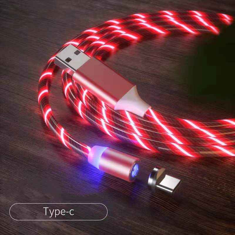 Magnetic LED Charging Cable – Nylon Braided, 3-in-1 (iPhone/Micro/Type-C), 1m & 2m, Fast Charge (Blue, Red, Green, Colorful)