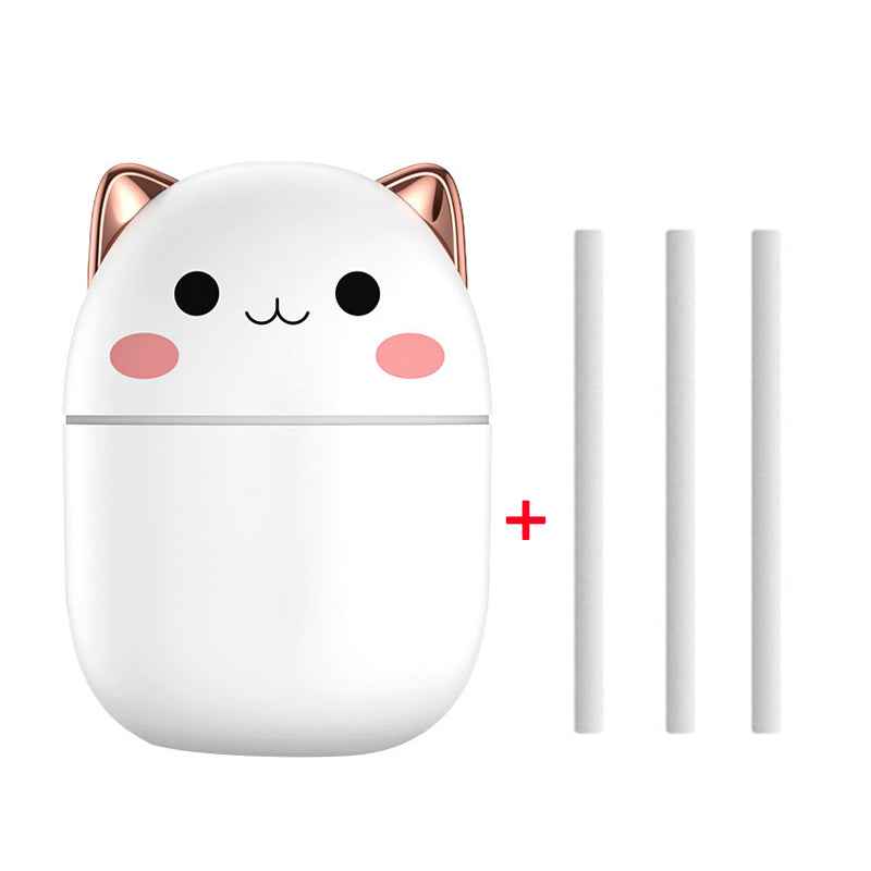 Cute Cat Mini USB Humidifier & Aroma Diffuser | Ultra-Silent | Cool Mist | LED | Green, Pink & White