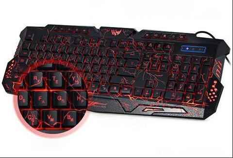 3-Colour LED Backlit Wired Gaming Keyboard | 19-Key Anti-Ghost | Laser-Engraved | Waterproof | USB 155cm | Blue, Purple & Red | M200