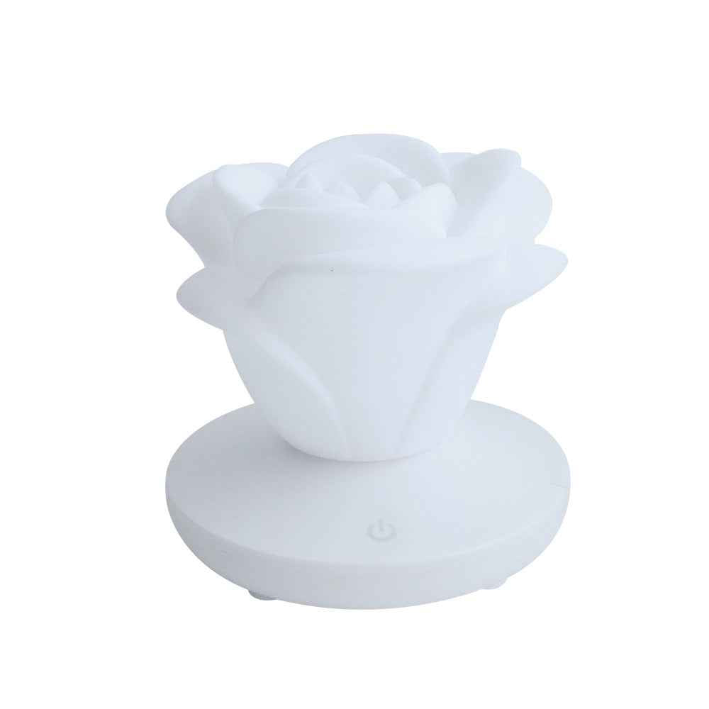 Mini Rose Night Light | 8 LED | 3-Speed Touch Dimming | USB Rechargeable | Kneadable PVC Petals | Blue, Pink, Purple & White