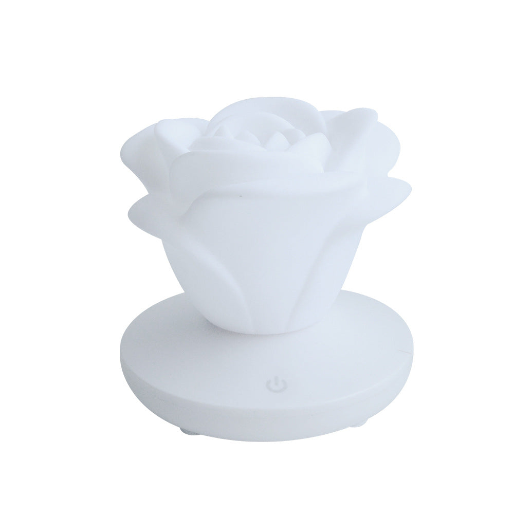 Mini Rose Night Light | 8 LED | 3-Speed Touch Dimming | 1200mAh USB Rechargeable | Soft PVC Petals | 10×10×9.6cm | 8hr Battery | Blue, Pink, Purple & White