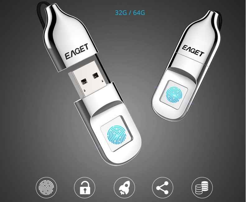 Fingerprint Encrypted USB Flash Drive | Metal Body | Biometric Security | USB 2.0 | 32GB & 64GB | Premium Gift
