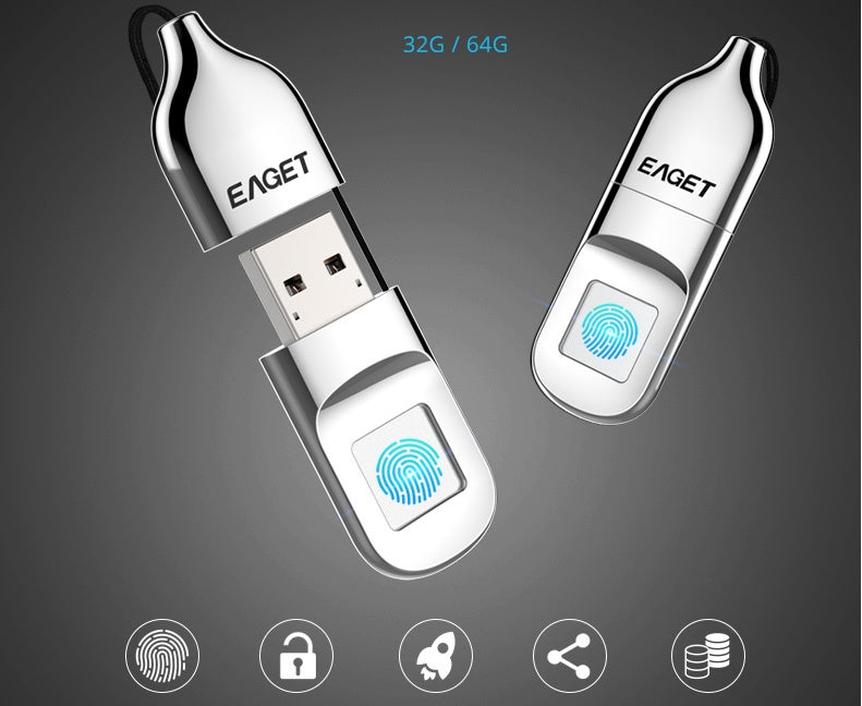 Fingerprint Encrypted USB Flash Drive | Metal Body | Biometric Security | USB 2.0 | 32GB & 64GB | Premium Gift