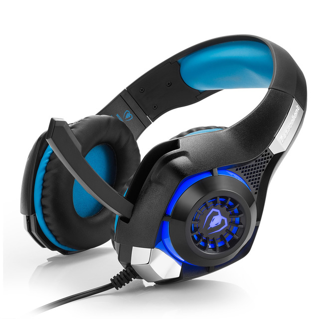 Beexcellent GM-1 Stereo Gaming Headset with Mic & LED Light – PS4, PC, Phone, Xbox | Blue, Red & White