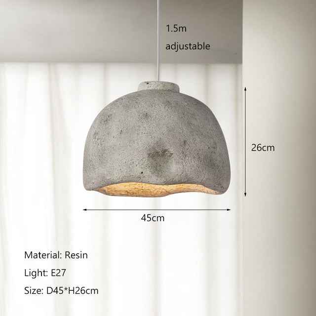 Japanese Wabi-Sabi Coarse Pottery Resin Fish LED Chandelier | 35 & 45cm, Warm Light, 2m Adjustable, 220V