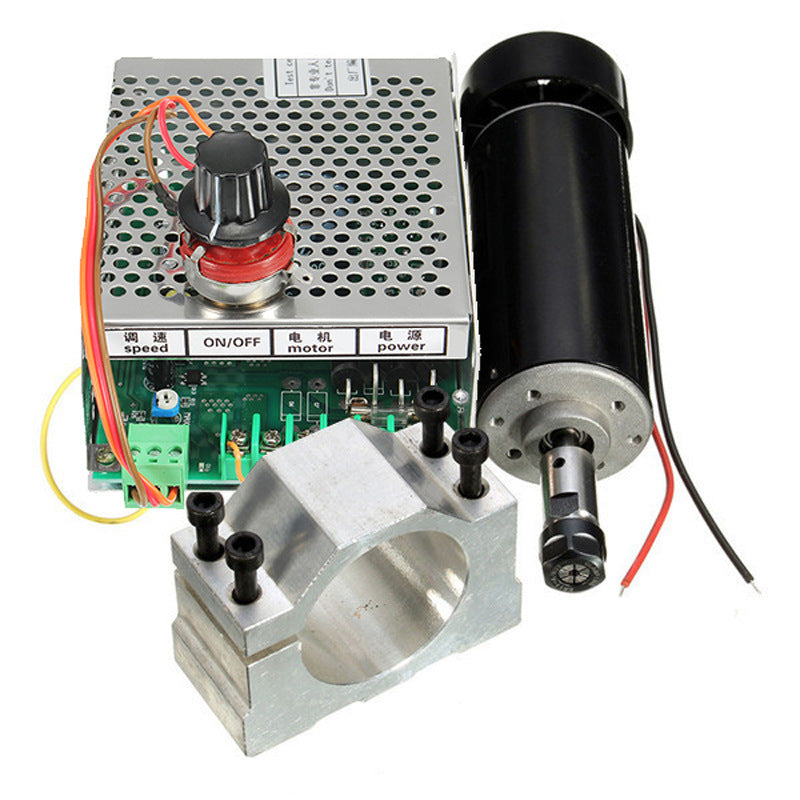 500W Air-Cooled CNC Spindle Motor & Speed Controller | 12-100VDC, 2000-12000 RPM, PCB Engraving & Drilling