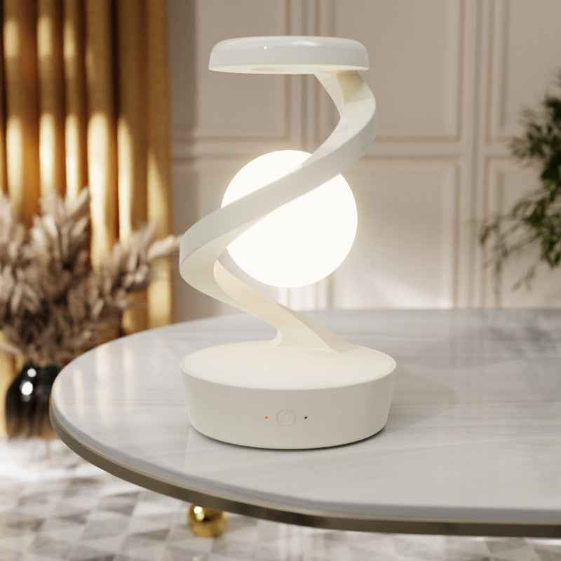 Rotating Moon Desk Lamp | 3W | Wave Control | Stepless Dimming | 15W Wireless Charging | Gray & White