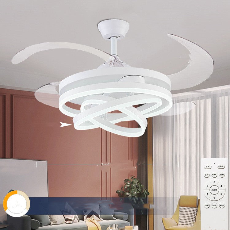 Modern Acrylic Resin LED Ceiling Fan with Remote | 6-Speed Variable Frequency, 42" & 48", Gold, Black & White, 220V