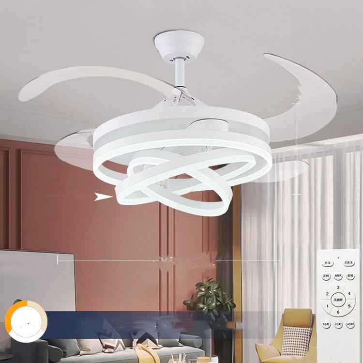 Modern Acrylic Resin LED Ceiling Fan with Remote | 6-Speed Variable Frequency, 42" & 48", Gold, Black & White, 220V