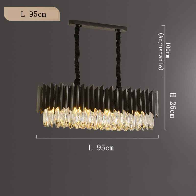Modern Black Iron & K9 Crystal LED Chandelier | Tricolor Dimming, 7 Sizes, Round & Oval, 111-240V