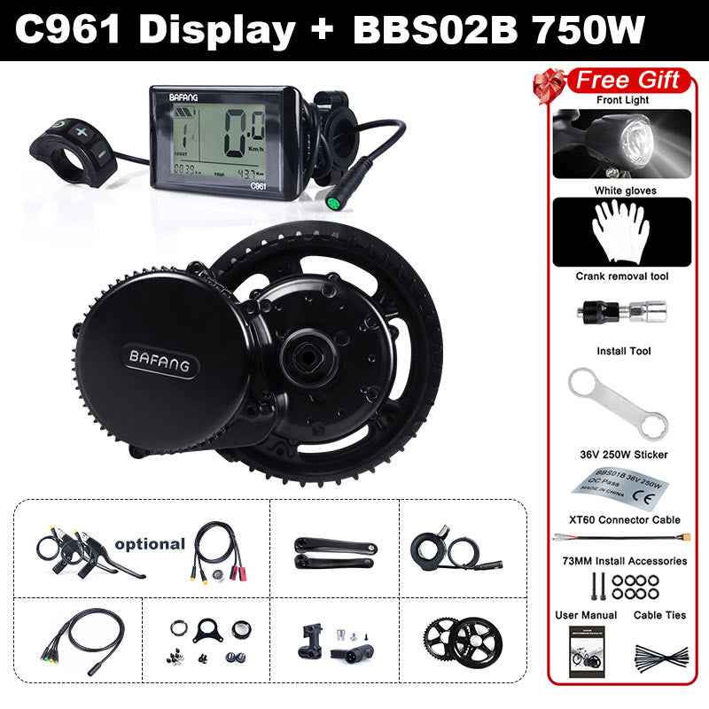 48V 750W BBS Mid-Drive E-Bike Conversion Kit | 100Nm, IP65, CE Certified, C961 & 500C Meter
