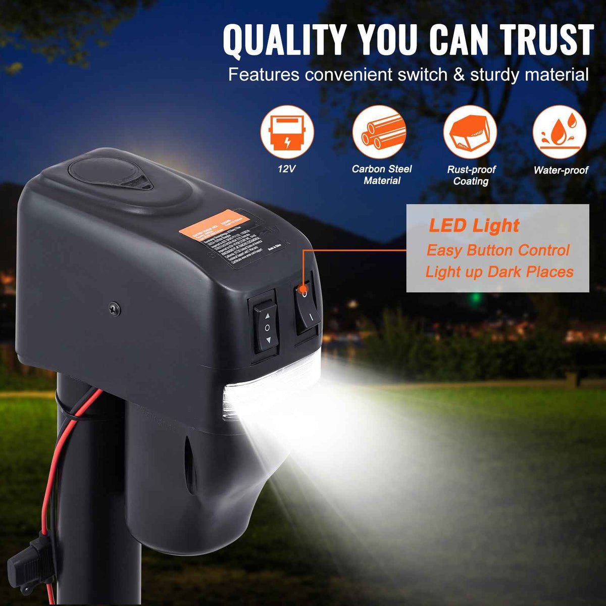 VEVOR 4000 lbs Electric Trailer Tongue Jack | Waterproof Cover, 9.84"-33.85" Travel, RV & Utility