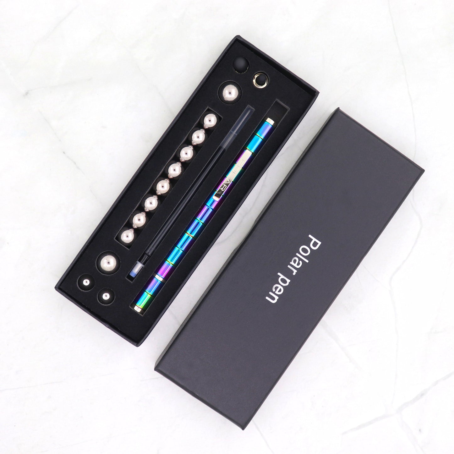 Magnetic Fidget Pen | 13 Magnetic Rings + 12 Steel Balls | Ballpoint + Stylus | Stress Relief & Focus | Gift Box Options | Black, Gold & Silver
