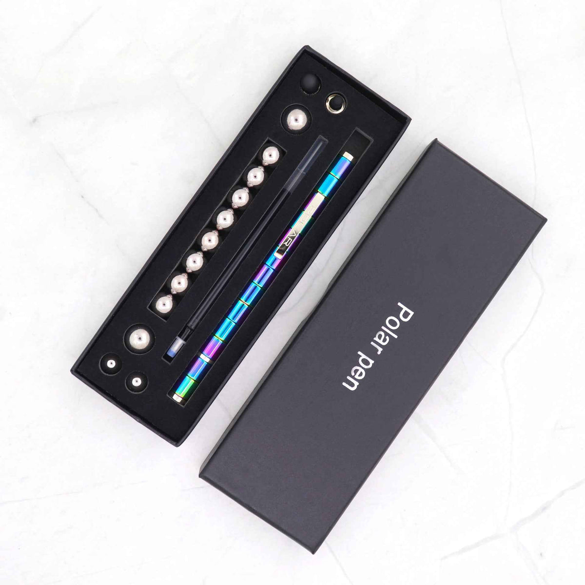 Magnetic Fidget Pen | 13 Magnetic Rings + 12 Steel Balls | Ballpoint + Stylus | Stress Relief & Focus | Gift Box Options | Black, Gold & Silver