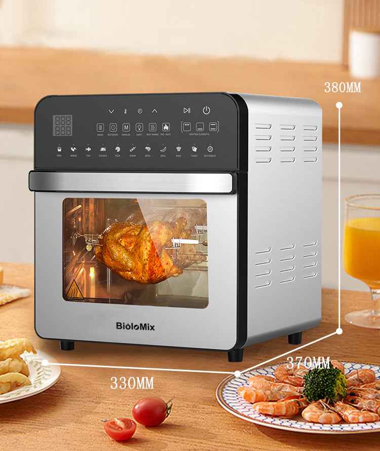 15L Rotisserie Air Fryer Oven | 1700W, 50–220°C, 360° Rotation, Touch Panel, Stainless Steel, EU/UK