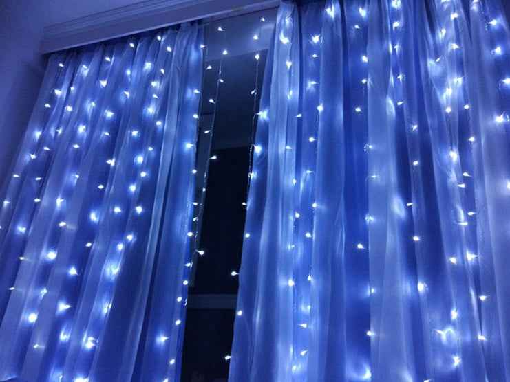 LED Curtain Fairy Lights | 3×3m | 304 LEDs | Remote Control | EU 220V & US 110V | Blue, Warm White, White & Colourful