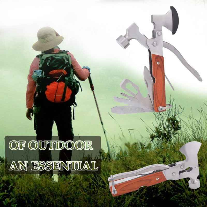 11-in-1 Multi-Tool Pliers Set | Stainless Steel | Pliers, Knife, Saw, Axe, Hammer & More | Folded 16×9×3.5cm | 400g | Oxford Carry Bag | Camping, Outdoor & Home | Brown