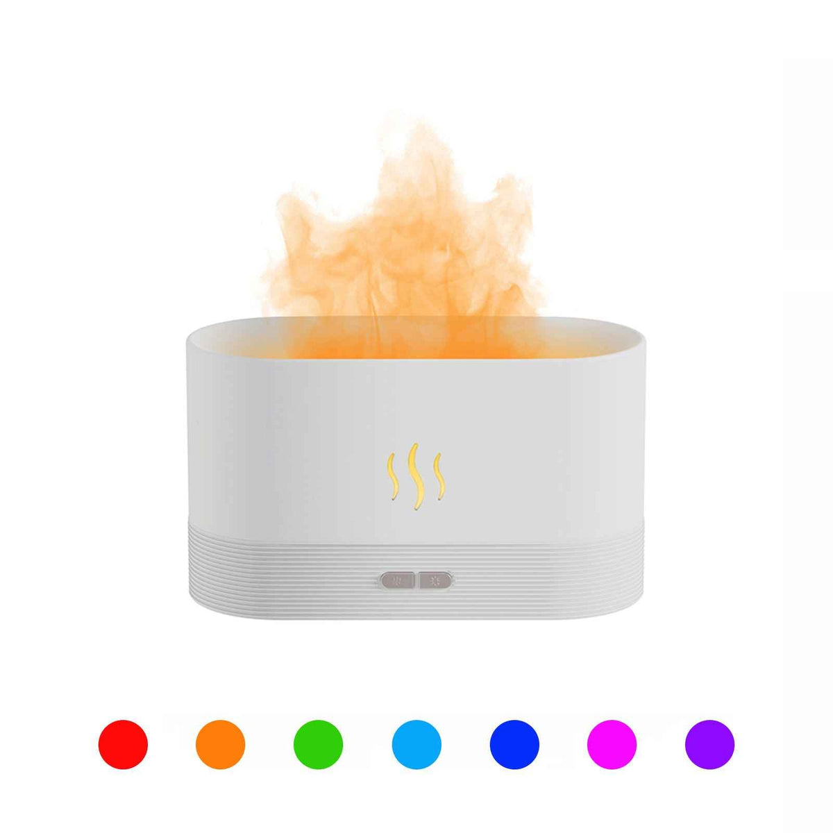 RGB Flame Ultrasonic Humidifier & Essential Oil Diffuser | 7 Colours, 180ml, 9-12hr | Black & White