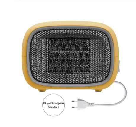 Mini PTC Ceramic Space Heater | 500W | 3-Second Heat-Up | PTC Ceramic | Flame-Retardant ABS | 220V EU | Green, White & Yellow | Portable Desktop Heater