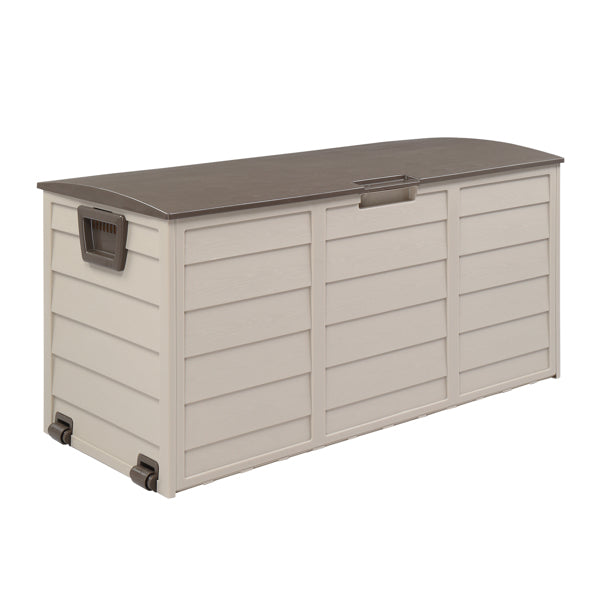 260L Outdoor Garden Storage Box with Wheels | 75 Gal, UV-Resistant, Lockable, Weatherproof, Brown