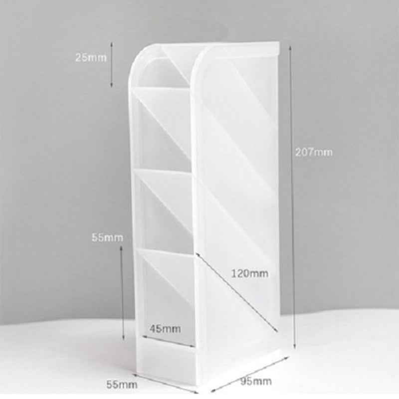 Desk Pen Holder & Stationery Organiser | Cylinder & Divided Grid | Study Desk Storage | Bookshelf Decor