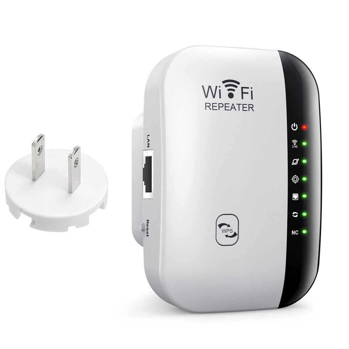 WiFi Network Extender & Range Booster | 2.4GHz, WPS, 802.11b/g/n | AU/EU/UK/US Plug | Black & White