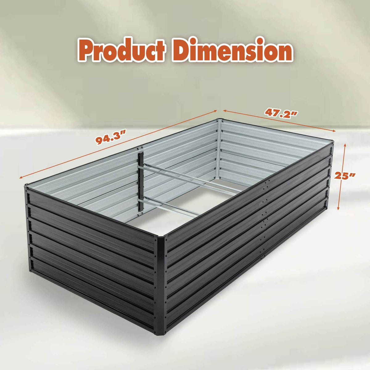 Outdoor Galvanized Steel Raised Garden Bed Kit | Black Rectangle Planter | Bottomless Design | Multi-Size