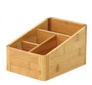 Bamboo Desktop Storage & Organiser Box | Natural Bamboo | Rounded Corners | Multi-Compartment | Desk Tidy | Home & Office | 3 Sizes