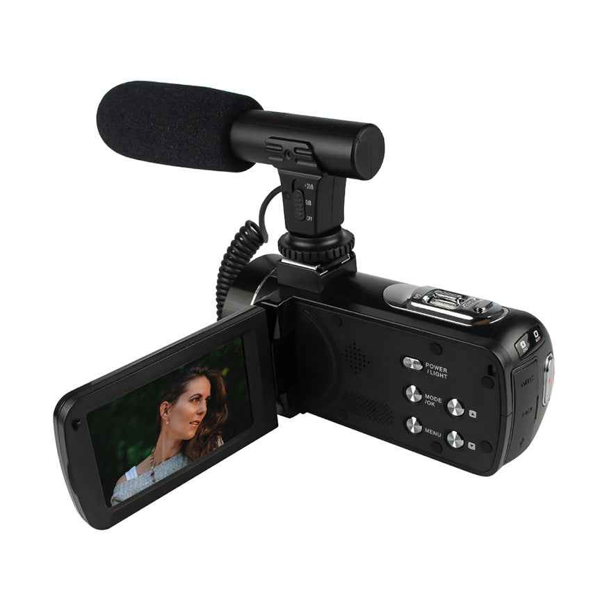 HD Camcorder – FHD 1080P 24MP Digital Video Camera with External Mic & Remote Control (Black)