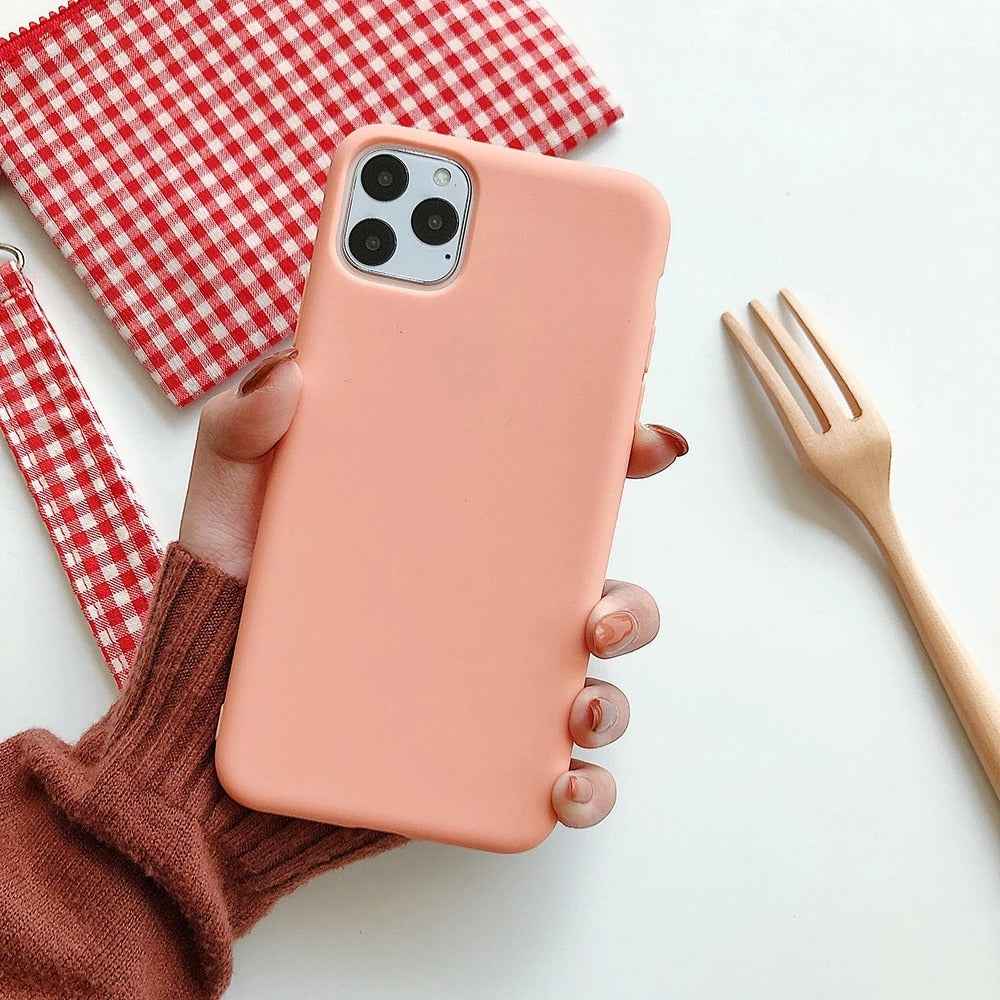 Frosted Matte TPU iPhone Case – Slim Solid Color Back Cover