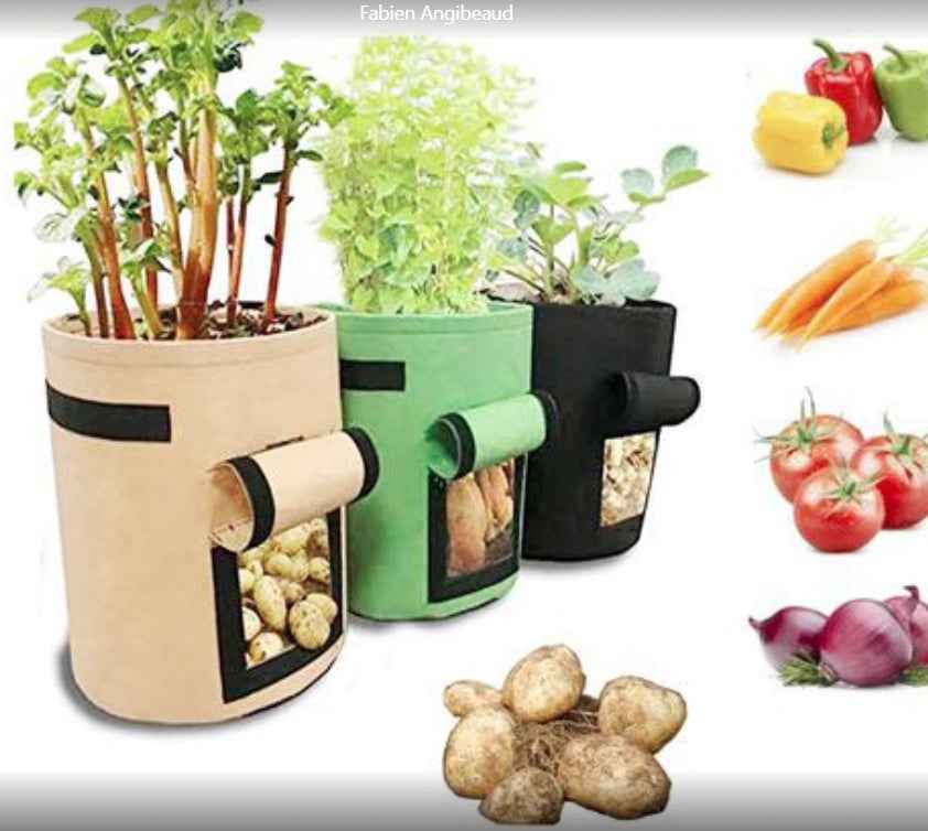 Non-Woven Plant Grow Bag | Breathable & Degradable | Side Harvest Window | Double Handles | Reusable | Small, Medium & Large | 1–6pc Packs | Potato, Tomato & Vegetable Growing | Black, Green, Camel Brown & Light Gray