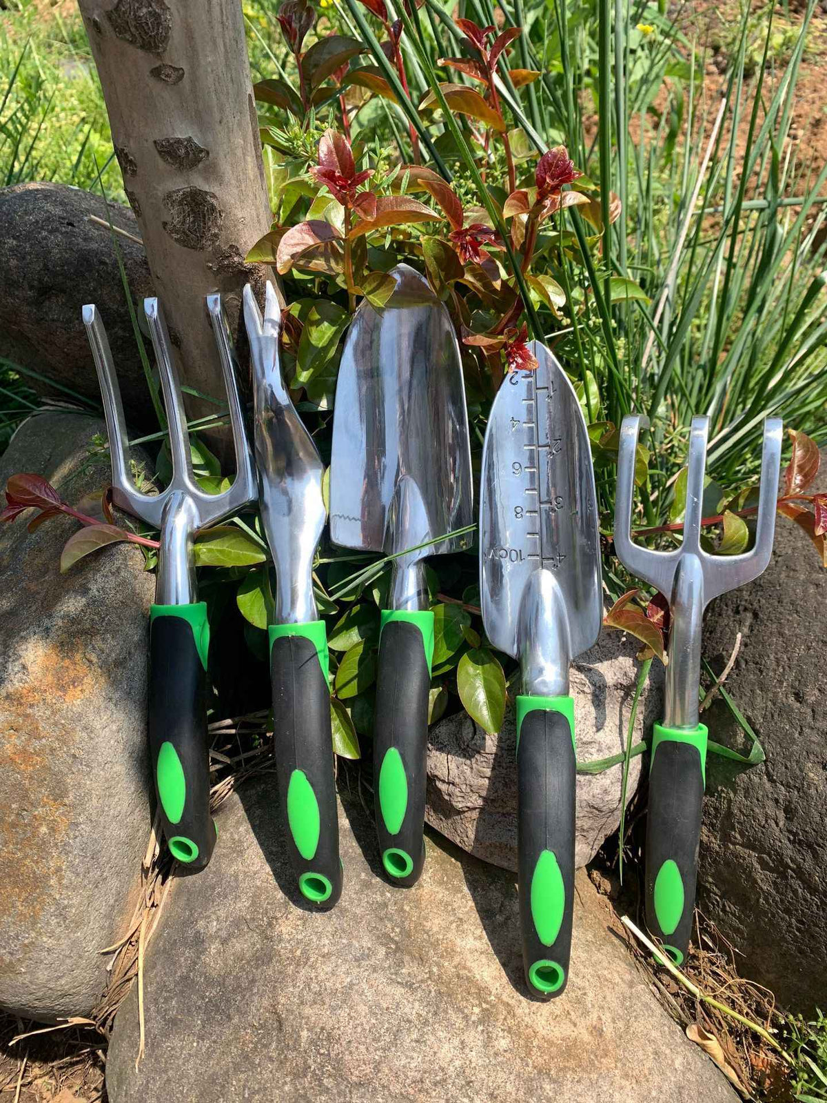 9-Piece Aluminium Alloy Gardening Tool Set | Silicone Non-Slip Handles | Lightweight & Rust-Resistant | Gardening, Horticulture & Seedling Cultivation | Green