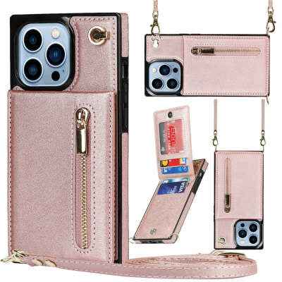 PU Leather Zipper Crossbody Phone Case – Samsung S20/S21/S22 & iPhone 13, 5 Colors with Shoulder Strap