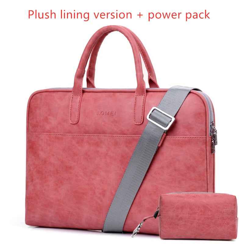 Faux Leather Laptop Shoulder Bag for Women | 13.3"–17.3" | Waterproof, Multi-Pocket | Black, Pink, Red