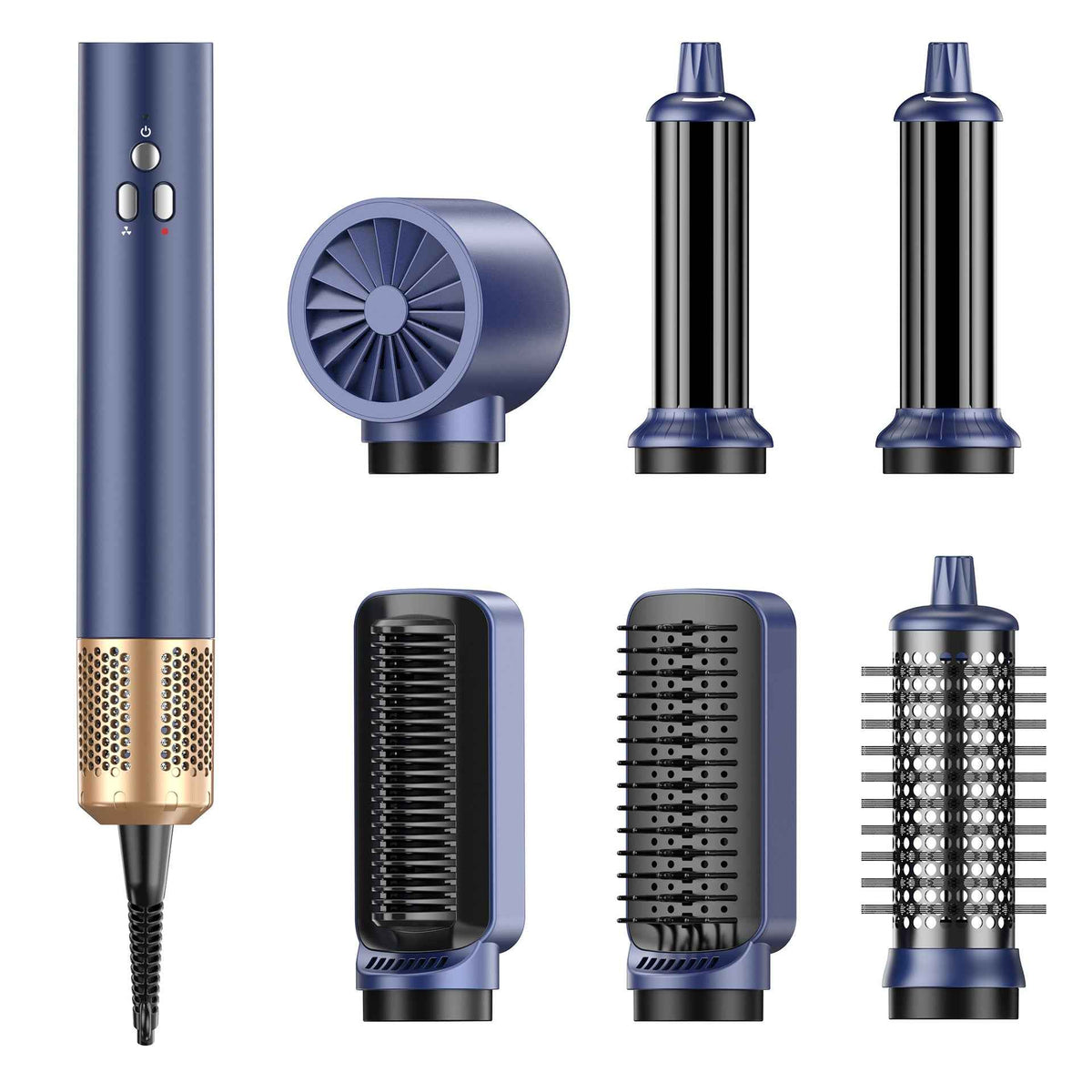 1200W Brushless Motor Negative Ion Hair Dryer | 3-Speed, Hot & Cold, Thermostatic, 220V, Champagne Gold & Navy Blue
