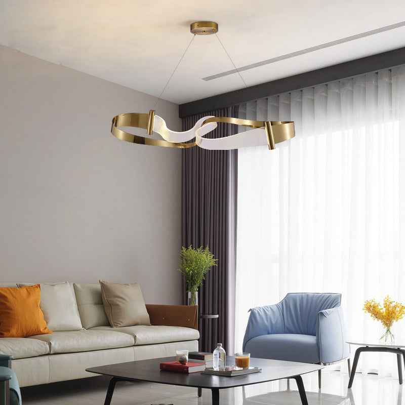 Light Luxury Iron Streamer LED Chandelier | Warm & Cool White, Ø60 & Ø80cm, 110–220V, Living Room & Dining Room