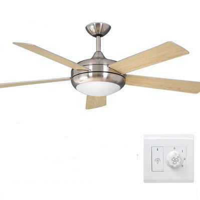 Light Luxury Wood Blade Ceiling Fan with Glass Shade | 46" & 52", Black & Silver, Remote & Dual Control