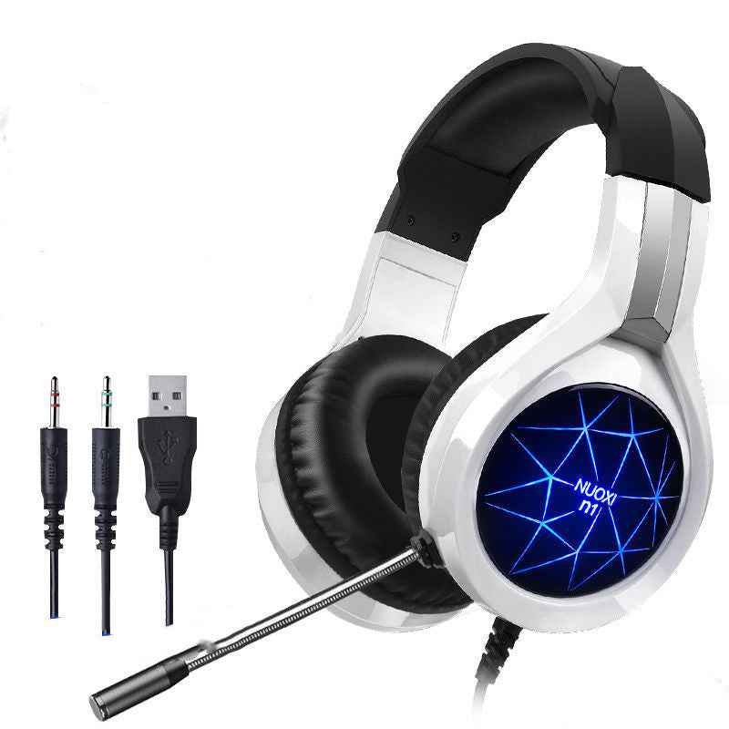 N1 Gaming Headset – Head-Mounted Universal Wired Headphones | Black, Colorful Light & White | N1 & N1 USB