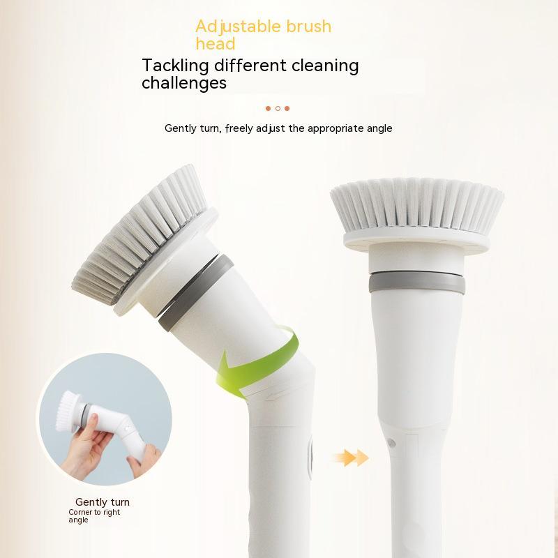 Multifunctional Electric Cleaning Brush | Type-C Rechargeable | Telescopic Long Handle | Elbow Design | Wall, Tile & Bathroom Scrubber | White