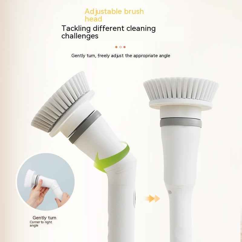 Multifunctional Electric Cleaning Brush | Type-C Rechargeable | Telescopic Long Handle | Elbow Design | Wall, Tile & Bathroom Scrubber | White
