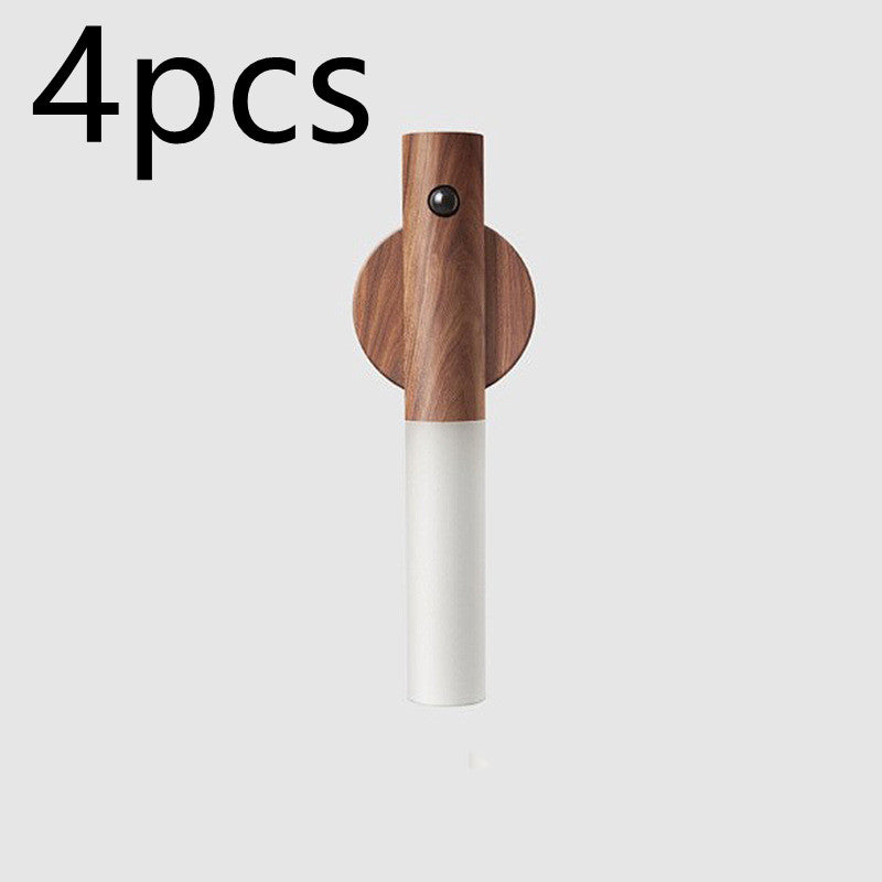 PIR Motion Sensor LED Night Light | Magnetic Wood Base | USB Rechargeable | 4m Detection | Warm White | Ash & Walnut