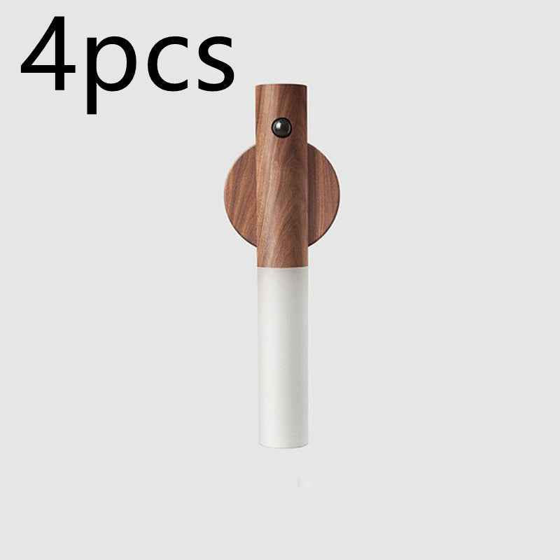 PIR Motion Sensor LED Night Light – Magnetic Wood Base | USB | 4m Detection | Ash & Walnut