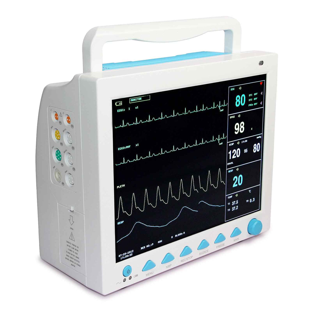 CMS8000 12.1" ICU/CCU Patient Monitor | 6-Parameter ECG, NIBP, SpO2, RESP, TEMP & PR