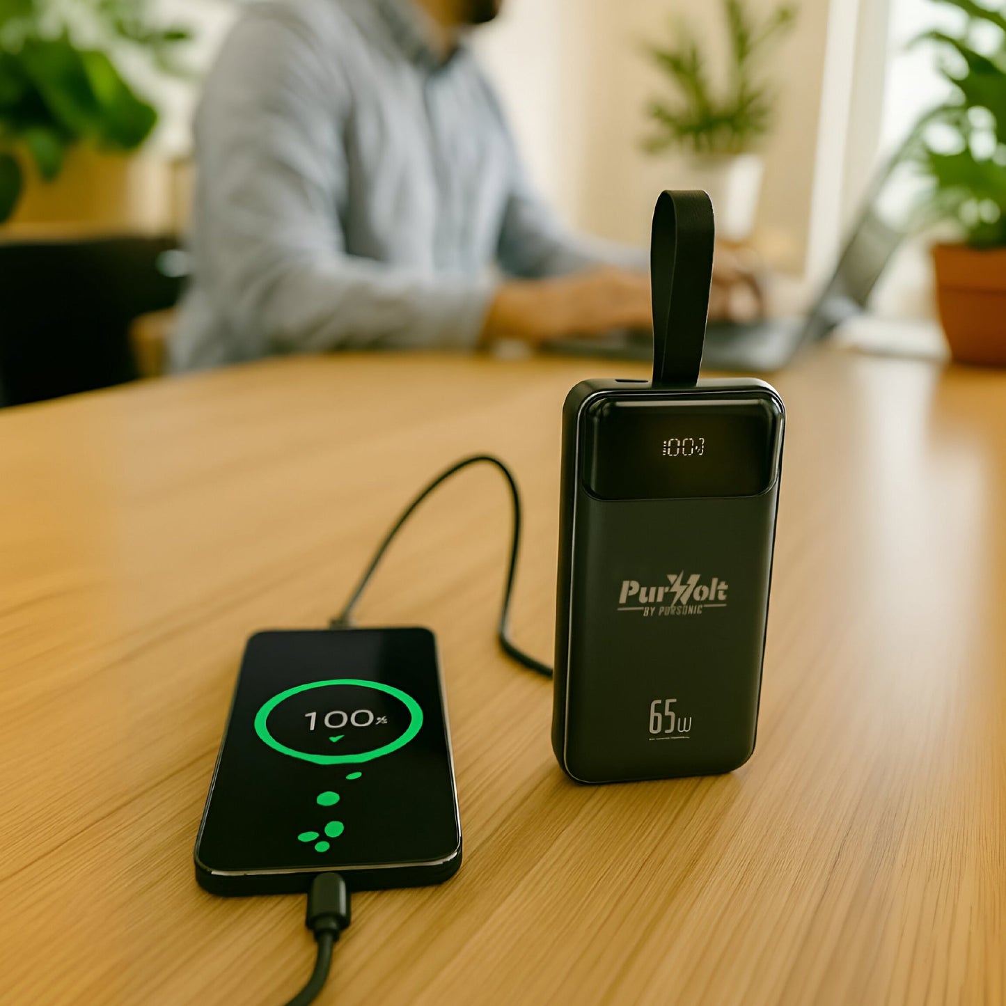 PurVolt 40,000mAh Power Bank | 65W USB-C, Laptop & Phone Charging, Dual Output, Travel Ready